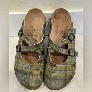 Birkenstock Birki’s Dorian Green Plaid Mules Clogs Shoes 40 9